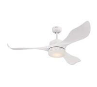 Westinghouse. Ventilador de techo Pierre, blanco, para interiores, 132 cm, con luz y mando, luminaria led regulable con cristal de ópalo esmerilado y motor de CC