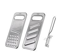 Westmark 100222E6 - Juego de 3 ralladores universales + cortador de pepino + pelador de acero inoxidable + Famos Silver
