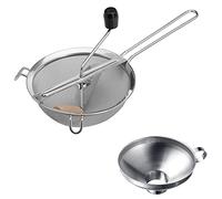 Westmark 119822E6 - Juego de embudo para conservas y mermeladas (1 colador passe-vite y embudo con boquilla larga, acero inoxidable/madera, frutas descaradas, plata/negro)