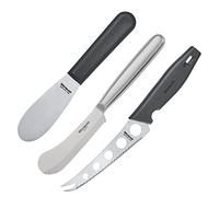 Westmark 135922E6 - Juego de 3 cuchillos para queso, mantequilla y desayuno (acero inoxidable y plástico), color negro y plateado