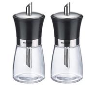 Westmark 2 Dispensadores de Azúcar Negros - Ideal para hostelería y hogar, 190 ml, Vidrio/Acero Inoxidable/Plástico - Transparente/Negro/Plateado, 635922E3