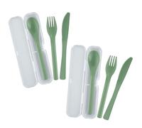 Westmark 2 juegos de cubiertos de 3 piezas cada uno - Práctico juego de cubiertos con cuchillo, tenedor y cuchara en caja para llevar, óptimo para camping, festivales y picnics - Sin BPA - verde menta