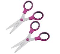 Westmark 2 tijeras de manualidades para niños, longitud de la hoja de corte: 5,5 cm, hoja redonda y asas antideslizantes, acero inoxidable/plástico, negro/rosa/plata, 137922E3