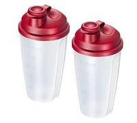 Westmark 2 vasos para mezclar y agitar/agitador con escala de medición, Disco mezclador extraíble y pico vertedor bloqueable, 0,5l, Plástico, Sin BPA, Mixery, Color: Translúcido/Rojo, 243522ER