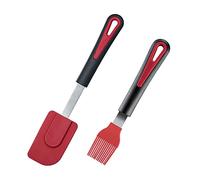 Westmark 291622E6 - Brocha de silicona y espátula (2 piezas, acero inoxidable/silicona/plástico), color negro y rojo