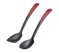 Westmark 296122E6 - Juego de utensilios de cocina, 2 piezas, 1 cuchara para freír y verduras y cuchara, escala interior: 15, 30 y 40 ml, plástico, galán, color negro/rojo