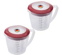 Westmark 2X Vaso Mezclador/medidor con Protector contra Salpicaduras, Tapa y Pico, Plástico, Capacidad 1,4 litros, Helena, Transparente/Rojo, 310522ER