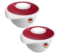 Westmark 315522E3 - Cuencos para mezclar y hornear (2 unidades, 3,5 L, con vertedor, plástico), color blanco y rojo