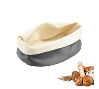 Westmark Bolsa de pan ovalada - Cesta de pan de tela para pan, bollos, bollería y fruta - Panera moderna de algodón - Antracita/Beige, 25 x 18 cm