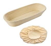 Westmark cesta de fermentación, cesta de fermentación ovalada + tapas, mimbre/algodón, beige claro/beige, 3202227B