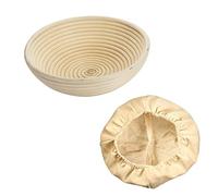 Westmark cesta de fermentación, cesta de fermentación redonda + tapas, mimbre/algodón, beige claro/beige, 3206227B