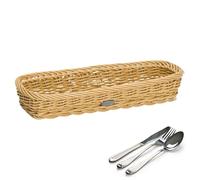 Westmark Cesto para cubiertos, adecuado para hostelería y gastronomía, Rectangular, aprox. 39,5 x 28 x 8,5 cm, Fibra sintética, Saleen Edition, Beige claro, 02016830101