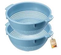 Westmark Colador - Dos coladores de cocina grandes con dos asas empotradas y cuatro accesorios para lavar verduras, escurrir pasta y mucho más. Azul, plástico, ø 24 cm, 212622EB