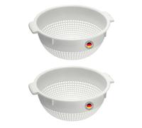 Westmark Coladores - Dos coladores grandes con 2 asas dentadas y 4 muescas de reposo para lavar y escurrir - Blanco, Plástico, Ø 24 cm