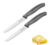 Westmark Coltello da Colazione Daily-Slice - 2 pratici coltelli con doppia lama seghettata per pane, panini e pomodori, lavabili in lavastoviglie - Acciaio inossidabile