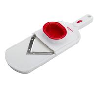 Westmark Cortador de vegetales con espesor de corte ajustable, cuchilla de acero inoxidable en forma de V, con soporte para restos, V-Hobel, blanco/Rojo, 11472260