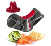 Westmark Cortadora de mano de vegetales en espiral, con 3 conos de corte y soporte para restos, Acero inoxidable/plástico, Triolo, Antracita/rojo, 11652260