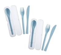 Westmark Cubiertos de camping - set de 2, 3 piezas cada uno, compactos | Cuchillo, tenedor y cuchara en estuche, para picnic y senderismo, apto para lavavajillas, sin BPA, azul, 535322EB