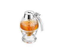 Westmark Dispensador de miel/sirope con soporte, Capacidad: 200 ml, Diseño de panal, Vidrio/plástico, de lujo, Transparente/plateado, 65132260