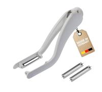 Westmark Doble Pelador de verduras y pelador de espárragos, 2 cuchillas de repuesto de acero inoxidable incluidas, Peel-Star KS, Plástico, Blanco/Plata, 606022E6