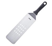 Westmark Espátula profesional para grill, Angulada, Flexible, Perforada, Tamaño de la hoja: 9,5 x 27,5 cm, Longitud: 43 cm, Acero inoxidable / plástico, Master Line, Negro/plateado, 13432270
