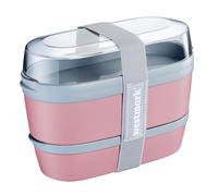 Westmark Fiambrera Maxi - Práctica caja con sistema de compartimentos estilo bento 760 ml, 830 ml y 425 ml para comida preparada, escuela y oficina, fabricada en Alemania, color rosa