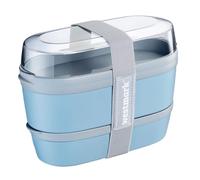 Westmark Fiambrera Maxi - Práctica caja con sistema de compartimentos estilo bento 760 ml, 830 ml y 425 ml para comida preparada, escuela y oficina, fabricado en Alemania, color azul