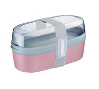 Westmark Fiambrera mini - Práctica caja con sistema de compartimentos estilo bento 760 ml y 830 ml para comida preparada, escuela y oficina, apta para microondas, fabricada en Alemania, color rosa