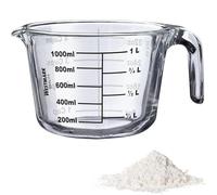 Westmark Jarra medidora, volumen de llenado: 1 L, apto para horno, microondas, congelador, vidrio de borosilicato, transparente/negro, 30632260