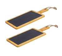 Westmark Juego de 2 tablas de bambú y pizarra natural para servir, con asa, rectangulares, 32 x 18 x 1 cm, bambú y pizarra, tapas + amigos, marrón claro/antracita, 694622E3
