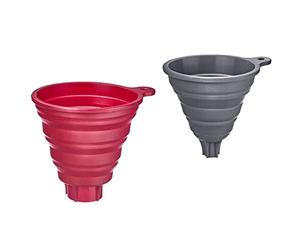 Westmark Juego de embudos, 2 piezas, Ø 10 y 11 cm, plegable, silicona, gris/rojo, 21212270