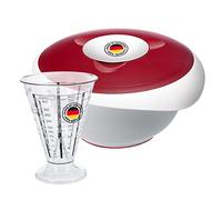 Westmark Juego de horneado: 1 cuenco para mezclar y hornear con tapa dividida en dos partes (3,5 l) + 1 vaso medidor con cono de medición de precisión, plástico, blanco/rojo/transparente, 315522E8