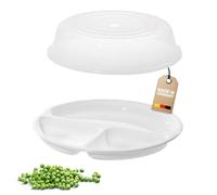 Westmark Juego de microondas, 2 unidades, Plato de menú + tapa, cada uno ø 25 cm, Plástico, Blanco/Transparente, 224022E6
