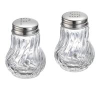 Westmark Juego de salero y pimentero, 2 piezas, Capacidad: 50 ml cada una, Vidrio/acero inoxidable, Berlin, Plateado/transparente, 65362270