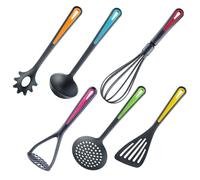 Westmark Juego de utensilios de cocina, 6 piezas, Espátula, Espumadera y Tenedor para espaguetis, Cucharón de sopa, Prensador de patatas, Batidor, PA/PP, Edición en color, 290222E6