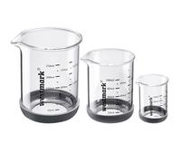 Westmark Juego de vasos medidores de vidrio de borosilicato, resistentes al calor, aptos para lavavajillas, 50 ml, 100 ml, 250 ml