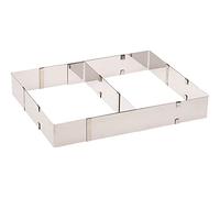 Westmark Marco para pastel/pizza, Marco para hornear con separaciones, ajustable en longitud y anchura, Acero inoxidable, Plateado, 31322260