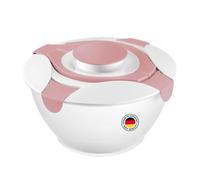 Westmark recipiente para ensalada con asas de transporte y contenedor para aderezos, capacidad: 6,5 litros, plástico, Praktika, transparente/blanco/rosa, 2422227P