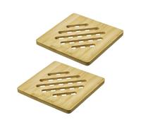 Westmark Salvamanteles Tapas + Friends - Posavasos Cuadrados para Proteger la Mesa de arañazos y Quemaduras, Ideal para la Mesa de Comedor - bambú, 17 x 17 cm, 2 Piezas