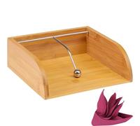 Westmark Servilletero/dispensador, con peso de acero inoxidable, Para servilletas de 33 x 33 cm - 1/4 de pliegue, Bambú/acero inoxidable, Tapas + Friends, Marrón claro/plata, 69942270