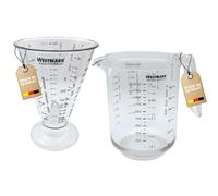 Westmark Set 2 piezas:1 jarra medidora + 1 vaso medidor con cono medidor fino, Multilingüe y con diferentes unidades de medida, Volumen de llenado:0,5 + 1 litro, Gerda, Plástico, transparente,306822E7