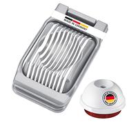 Westmark Set, 2 unidades, 1 cortador de huevos para rodajas redondas y ovaladas + 1 perforador de huevos, Aluminio/acero inoxidable/plástico, Duplex, Plateado/Rojo/Blanco, 102022E6