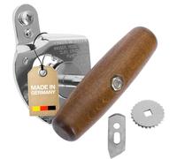 Westmark Set 3 piezas: 1 abrelatas profesional de titanio + 1 cuchillo de repuesto + 1 rueda motriz de repuesto, acero/madera/acero lacado, plata/marrón/negro, 122422E6