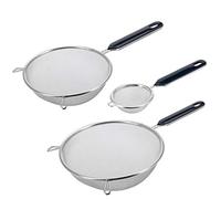 Westmark Set de Coladores 3 Piezas, Té ø 7 cm + Doméstico ø 16 cm + 20 cm, Traditionell, Plástico/Acero Inoxidable, Plateado/Negro, 128122E6