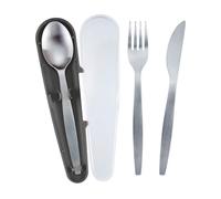 Westmark Set de cubiertos - 3 piezas, cuchillo, tenedor y cuchara en caja | Para oficina, colegio, camping y pícnic, menos residuos, apto para lavavajillas, acero inoxidable, caja sin BPA, 53542270
