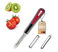 Westmark Set de peladores 3 piezas: 1 pelador de tomates/kiwis + 1 cuchilla juliana + 1 cuchilla estándar, 1 pelador - 3 cuchillas, Tomfix Gallant, Acero inoxidable/plástico, Negro/Rojo, 294622E6