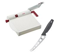 Westmark Set de queso, 2 piezas: 1 cortador de queso + 1 cuchillo de queso, grosor de corte variable, acero inoxidable/aluminio/plástico, Fromarex, blanco/rojo/plateado/negro, 700022E6