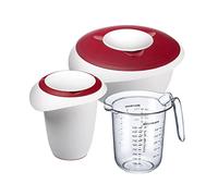 Westmark Set de repostería 3 piezas: 1 vaso mezclador 2,5 l, 1 vaso batidor 1 l, 1 jarra medidora 1 l, Plástico, Blanco/Rojo/Transparente, 315322E7