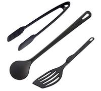 Westmark Set de utensilios de cocina, 3 piezas, Espátula, Cuchara para remover y Pinzas para freír y servir, Para girar, remover y servir, Plástico, Negro, 286922E6