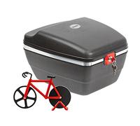 Westmark Set para bicicleta: 1 maletín de bicicleta para todos los portabicicletas + 1 cortapizzas/bicicleta, plástico/acero inoxidable, Gerda Touring Tresor, negro/rojo, 5430GEE7